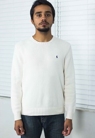 VINTAGE POLO RALPH LAUREN JUMPER SWEATER LOGO 90S M 18.8