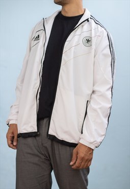Vintage Adidas Y2K Germany Football Jacket in White