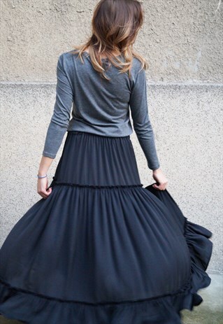 XXL SKIRT/MAXI/FRILLED SKIRT/RUFFLED/EXTRAVAGANT/F1256