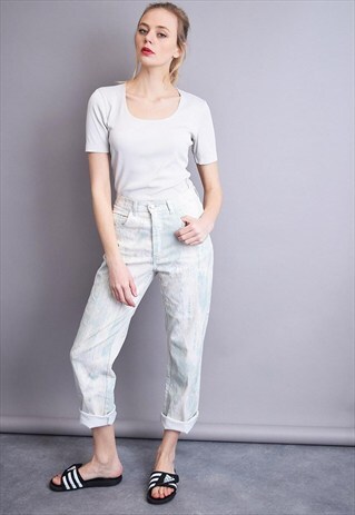 90'S RETRO HIGHWAISTED HIPPIE GLITTER CANDY COLOUR JEANS