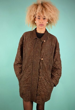 VINTAGE 90'S PATTERNED QUILTED COAT