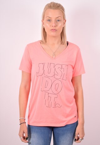 NIKE WOMENS VINTAGE T-SHIRT TOP MEDIUM PINK 90S