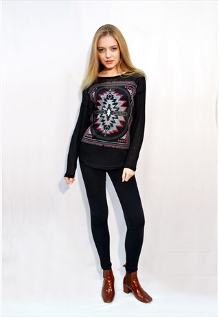 AZTEC PRINT BLACK TOP