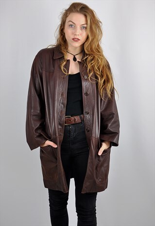 VINTAGE RARE PREMIUM BURBERRY BROWN LEATHER JACKET