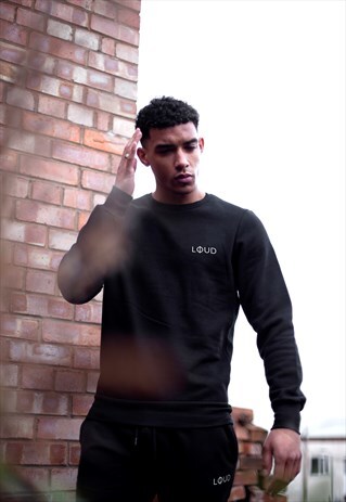 LOUNGEWEAR JOGGERS IN BLACK WITH WHITE PRINTED SMALL LOGO