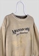 VINTAGE BEIGE EMBROIDERED SWEATSHIRT SPELL OUT XL