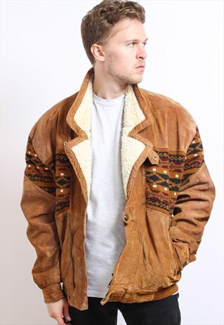 VINTAGE AZTEC FLEECE LINED JACKET