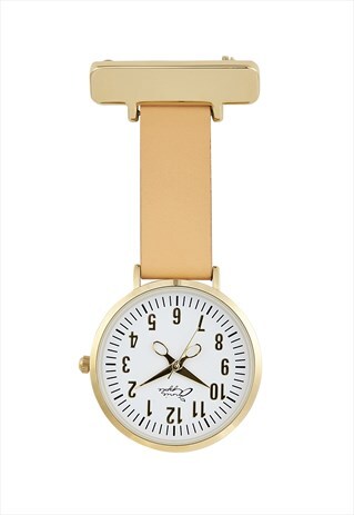 ANNIE APPLE TAN AND GOLD NURSE FOB WATCH LADIES