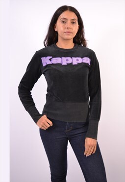 Vintage Kappa Velvet Sweatshirt Jumper Black
