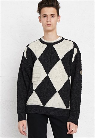 VINTAGE BLACK CAOLO COLUCCI ROUND NECK KNIT JUMPER SWEATER