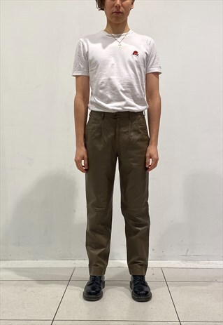 OLIVE GREEN LEATHER TROUSERS