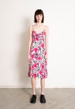 Vintage Y2K Floral Hawaiian Slip Dress