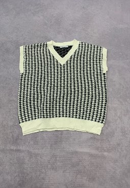 Vintage Knitted Sweater Vest Abstract Patterned Grandad Knit
