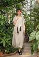 Relaxed A-line linen midi dress with belt 
