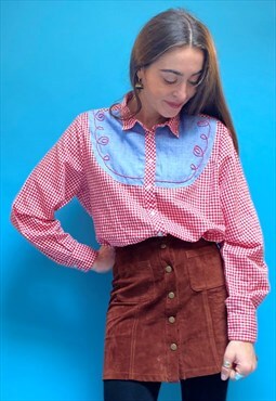 Vintage gingham cowgirl shirt 