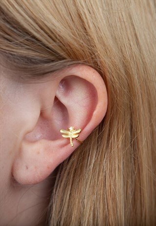 GOLD SINGLE DRAGONFLY EAR CUFF