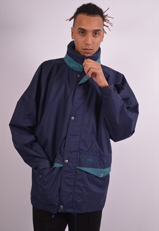 HELLY HANSEN MENS VINTAGE RAIN JACKET XL NAVY BLUE 90S