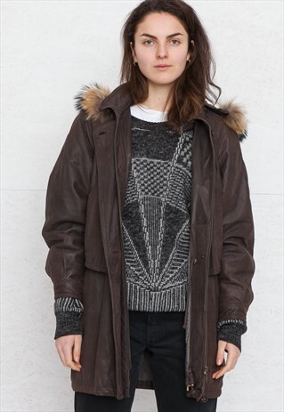 VINTAGE BROWN LEATHER JACKET COAT