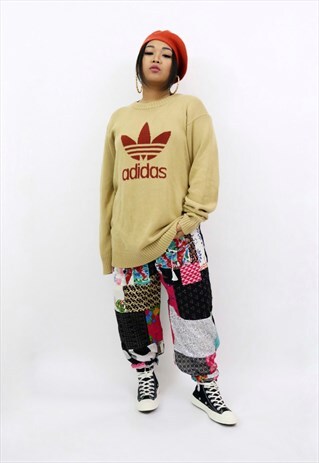 ADIDAS CREW NECK JUMPER KNITTED SWEATSHIRT