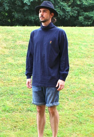 VINTAGE 90S CHAPS RALPH LAUREN TURTLE NECK POLO SHIRT TOP