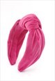 High knot luxury velvet headband Hot Pink 