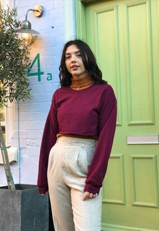 VINTAGE MAROON CROPPED GILDAN SWEATSHIRT