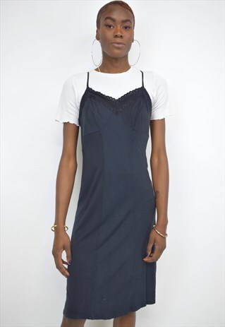 VINTAGE 90S BLACK SLIP DRESS