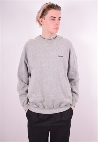 ADIDAS MENS VINTAGE SWEATSHIRT JUMPER MEDIUM GREY 90'S