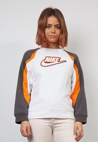 VINTAGE 90'S NIKE DARK GREY/ORANGE RAGLAN SWEATSHIRT
