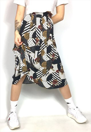 VINTAGE BAROQUE PRINT PATTERNED MIDI SKIRT