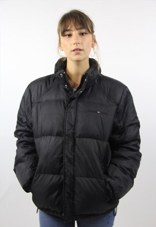VINTAGE TOMMY HILFIGER PUFFER HIDDEN HOOD 90S JACKET