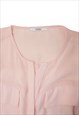 SEMI SHEER PINK CHIFFON CREPE TUNIC BLOUSE BUTTON OWN SHIRT