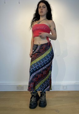 y2k floaty pattern maxi skirt
