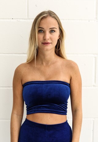 ELECTRIC BLUE VELVET BANDEAU