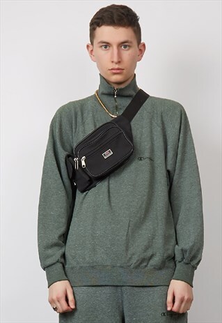 VINTAGE 90'S FANTASY SPORT BLACK BUM BAG