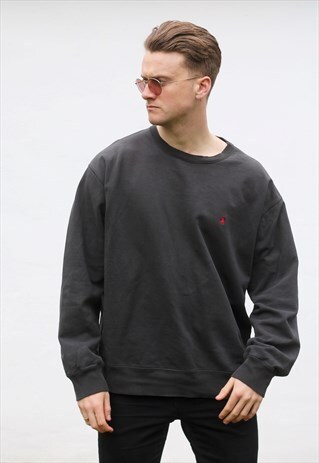 RALPH LAUREN USA 90S MINIMALIST WASHED BLACK SWEATSHIRT
