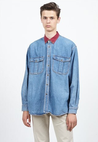 VINTAGE BLUE COTTONFIELD LONG SLEEVE DENIM SHIRT