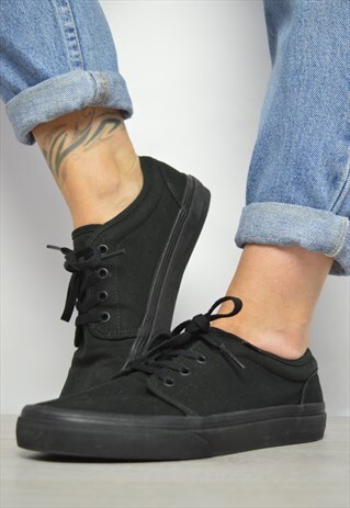 VINTAGE 90S VANS BLACK SKATE SHOES TRAINERS RETRO GRUNGE