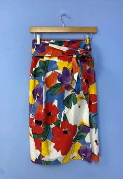 Vintage Unanyme Skirt Multicolour Floral Wrap Look