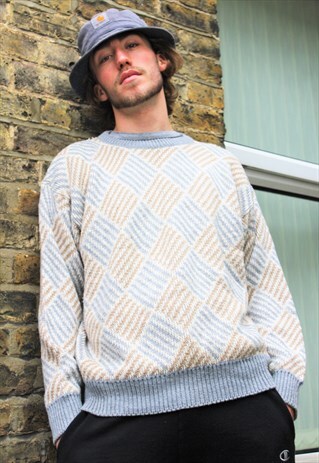 VINTAGE / 80'S / CREAM PATTERNED JUMPER