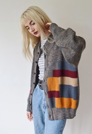 VINTAGE CARDIGAN KNIT PATTERN SWEATER