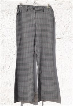 Deadstock grey/black/red plaided/micro-hounstooth trousers