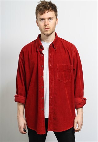 VINTAGE CORDUROY CORD SHIRT RED