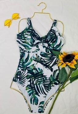 Vintage 90's Tropical Leaf Print Swimsuit