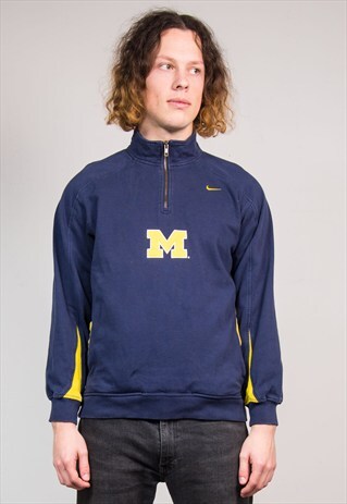Download 90's Blue Nike Michigan Quarter Zip Pullover Sweatshirt ...