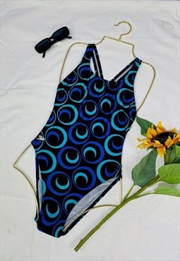 Vintage 90's High Leg Speedo Abstract Patterned Swimsuit