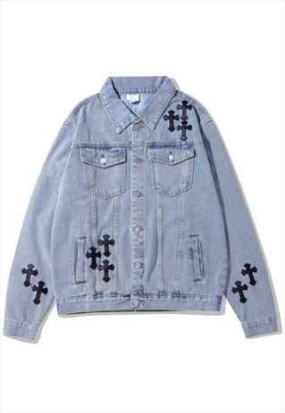 KALODIS MEN'S CROSS PATCH DENIM JACKET
