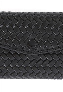 Men's Leather Weave Pattern Wallet - Black