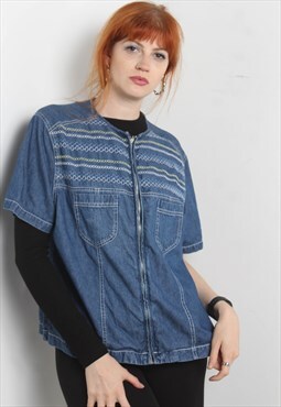 Vintage 90's Denim Shirt Top Blue