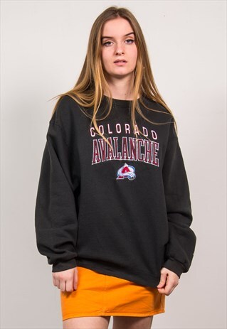 VINTAGE 90'S BLACK COLORADO AVALANCHE NHL SWEATSHIRT